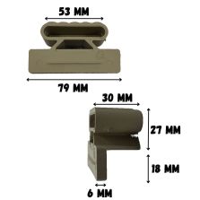 Embout simple CVP 559 agrafe / vis pour lattes 53 x 8 mm dimensions