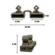 Embout double sur tenons ETC 408/2 pour lattes 38 x 8 mm dimensions