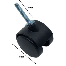 Plastic wheel with threaded rod