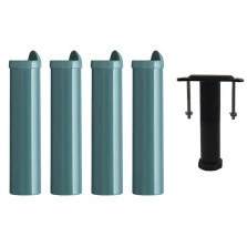 Blue plastic bed feet with support foot