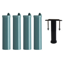 Blue plastic bed feet with support foot