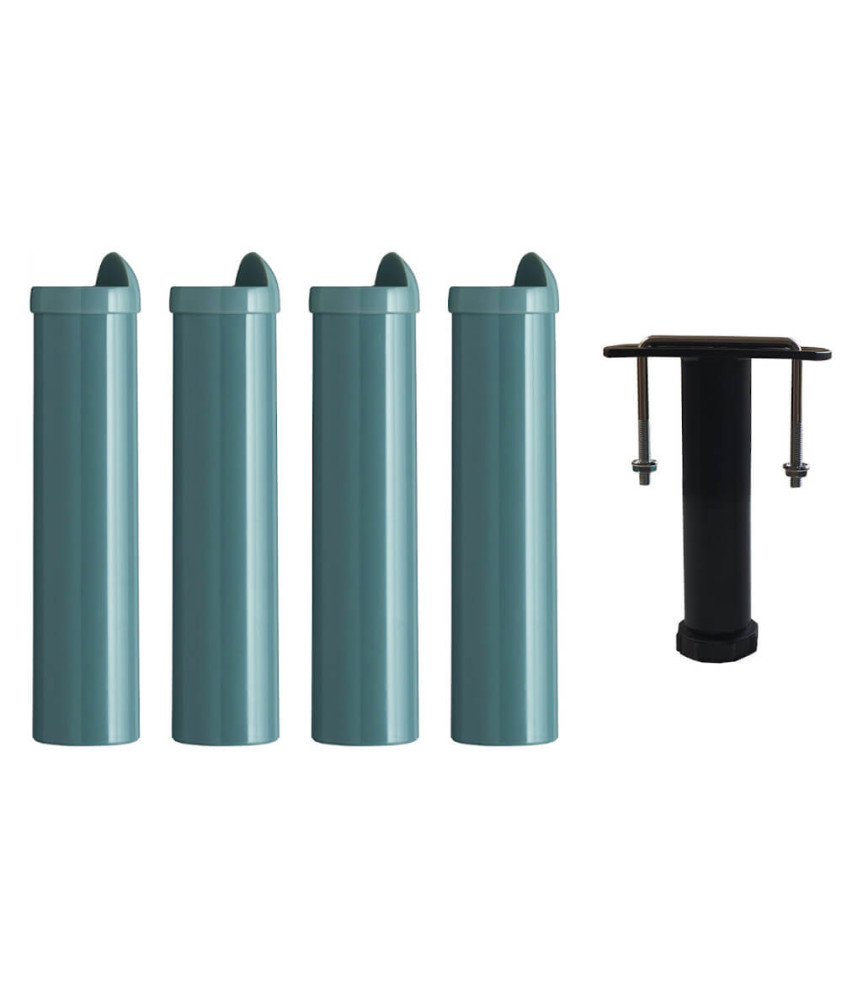 Blue plastic bed feet with support foot