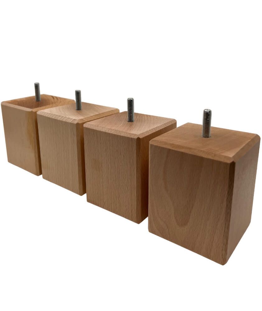 Wooden Square Bed Feet - Width 80 mm