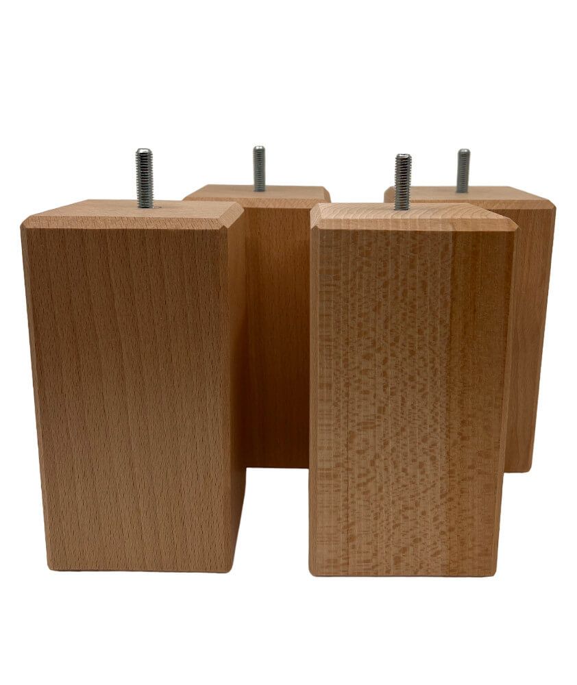 Pieds de lit carré en bois - Largeur 90 mm